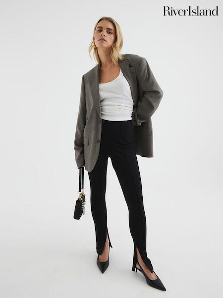 River Island Black Petite Slim Ponte Side Split Trousers (F71431) | £35