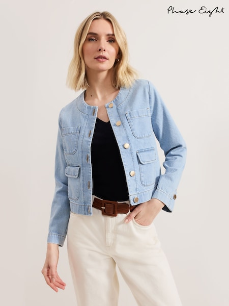 Phase Eight Blue 100% Cotton Ripley Denim Jacket (F71495) | £119