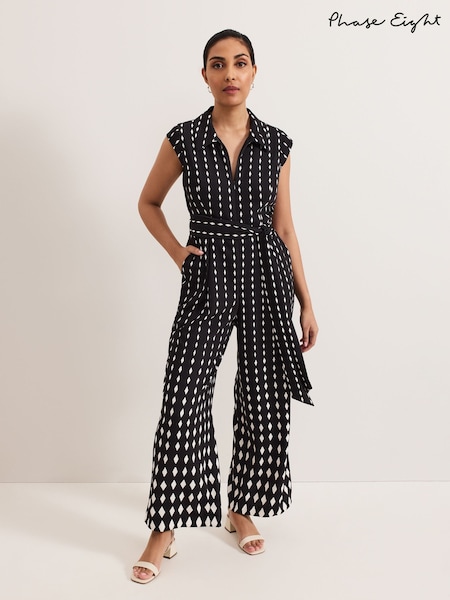 Phase Eight Black Petite Delina Geo Jumpsuit (F71521) | £129