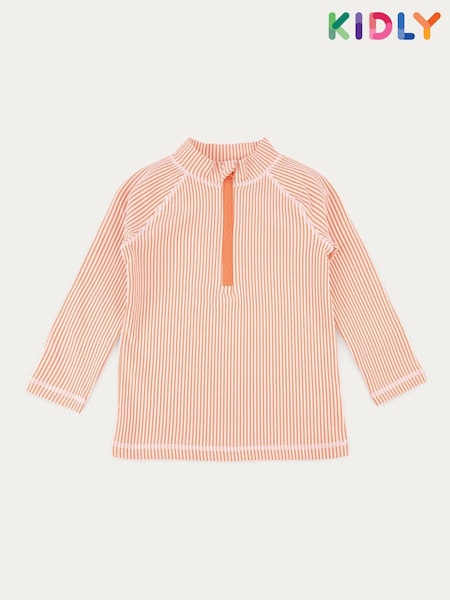 KIDLY Pink Seersucker Zip Front Rash 100% Cotton Vest (F71528) | £18