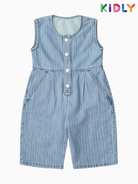 KIDLY Blue Denim Pinstripe Sleeveless 100% Cotton Jumpsuit (F71562) | £34