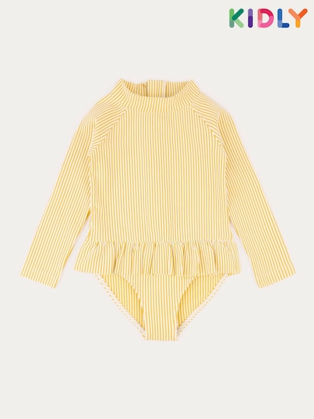 MORI Pink Seersucker Long Sleeve Swimsuit (F71563) | £22