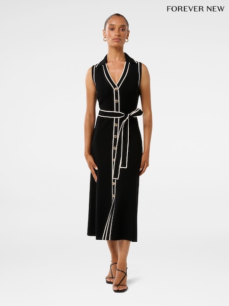 Forever New Black Adeline Petite Sleeveless Knit Midi Dress (F71581) | £105