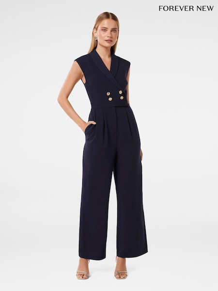 Forever New Blue Jacey Sleeveless Tux Jumpsuit (F71593) | £120