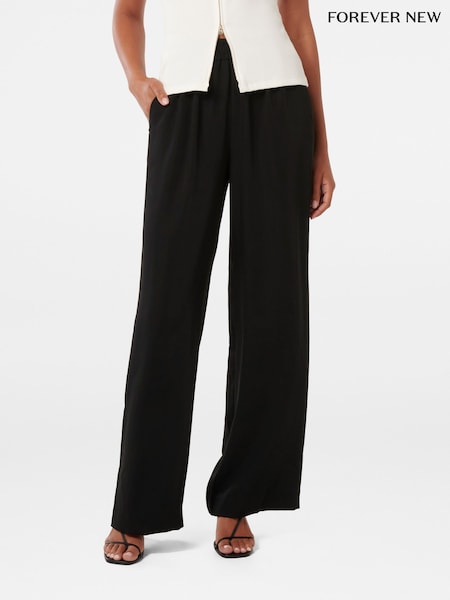 Forever New Black Enya Elastic Wide Leg Trousers (F71600) | £60