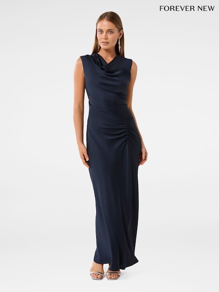 Forever New Blue Ava Draped Satin Maxi Dress (F71610) | £120