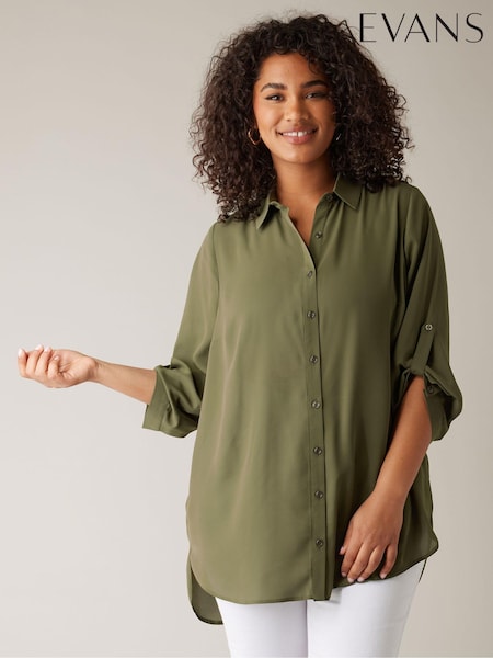Evans Curve Tab Sleeve Shirt (F71620) | £28