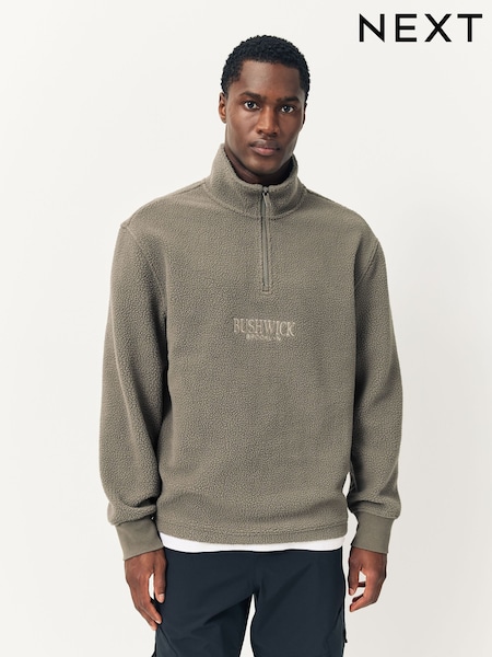 Neutral Stone Back Graphic Quarter Zip Neck Fleece (F71657) | £36