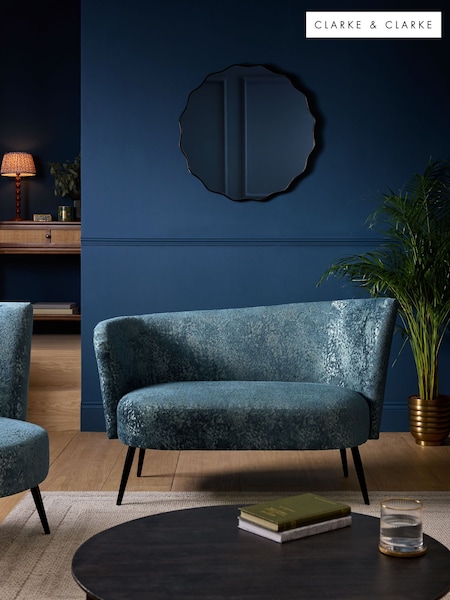 Clarke and Clarke Zamora Teal Blue Alonzo 2 Seater Sofa (F71685) | £575