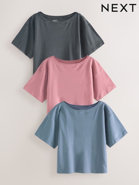 Red/Charcoal/Blue Slouch Interlock Short Sleeve T-Shirts 3 Pack (F71697) | £41.50