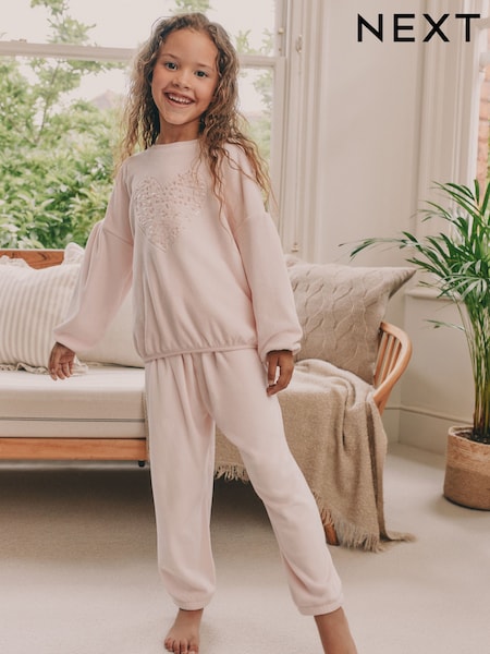 Pink Sequin Heart Cosy Fleece Pyjamas (9mths-16yrs) (F71731) | £15 - £24