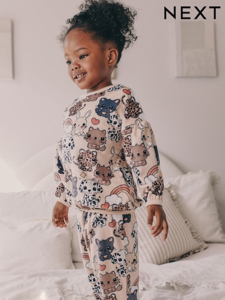 Ecru/Brown Pets Cosy Fleece Pyjamas (9mths-10yrs) (F71733) | £15 - £19