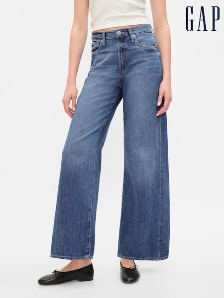 Gap Dark Blue High Waisted Wide Leg Jeans (F71748) | £45