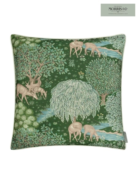 Morris & Co Forest Green The Brook Printed Outdoor Cushion (F71763) | £26