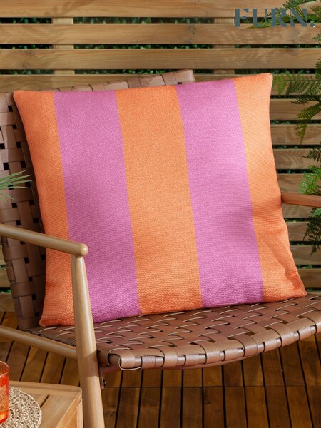 Furn Orange Deck Stripe Woven Outdoor Cushion (F71764) | £26