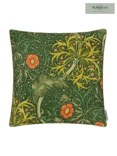 Morris & Co Forest Seaweed Printed Piped Outdoor Cushion (F71777) | £22