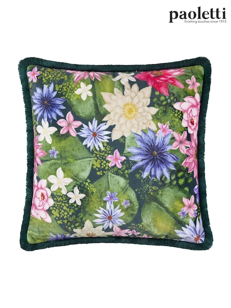 Paoletti Multicolour Marjoelle Flowers Printed Velvet Cushion (F71780) | £19