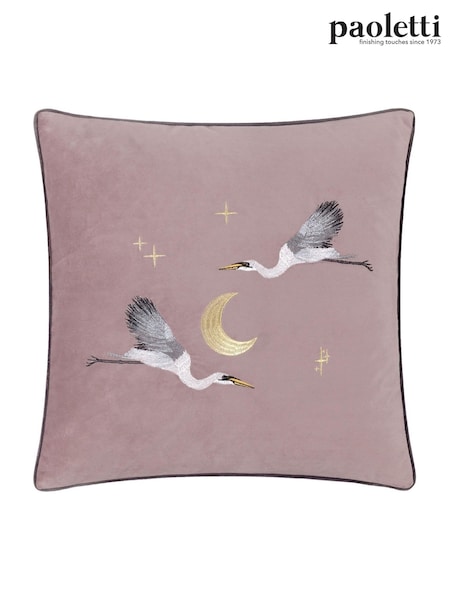 Paoletti Dusty Pink Moonlit Flight Embroidered Feather Cushion (F71784) | £20