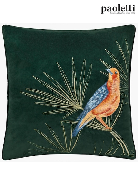 Paoletti Emerald Odisha Embroidered Feather Cushion (F71796) | £24