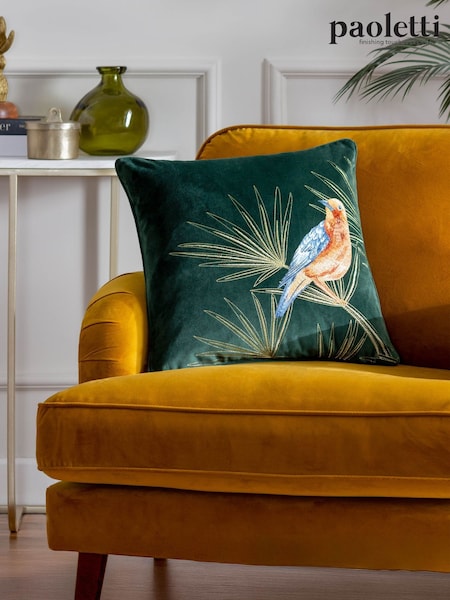 Paoletti Emerald Odisha Embroidered Polyester Filled Cushion (F71827) | £20