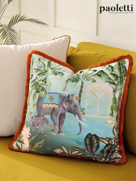Paoletti Multicolour Odisha Scene Velvet Polyester Filled Cushion (F71833) | £19