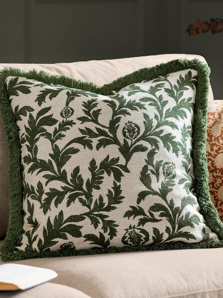 Seventy Three Green Hedera Jacquard Cushion (F71850) | £18