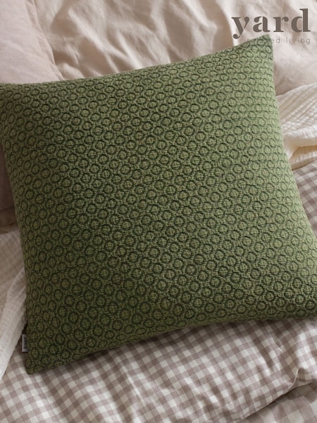 Yard Olive Tryfan Textured Cotton Feather Rich Cushion (F71854) | £26