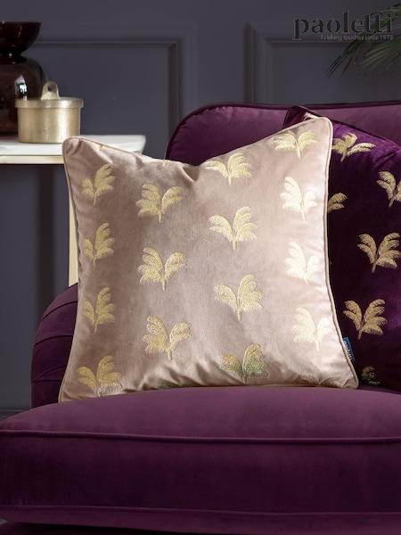 Paoletti Mink Guilded Palms Polyester Filled Cushion (F71860) | £22