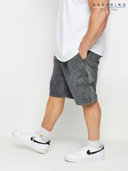 BadRhino Big & Tall Grey Acid Wash Cargo Shorts (F71877) | £28