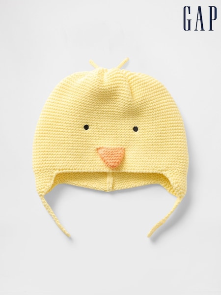 Gap Yellow Chick Cotton Knit Animal Beanie (Newborn-24mths) (F71899) | £14