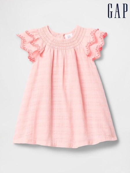 Gap Pink Flutter-Sleeve Cotton Dress (Newborn-24mths) (F71900) | £25