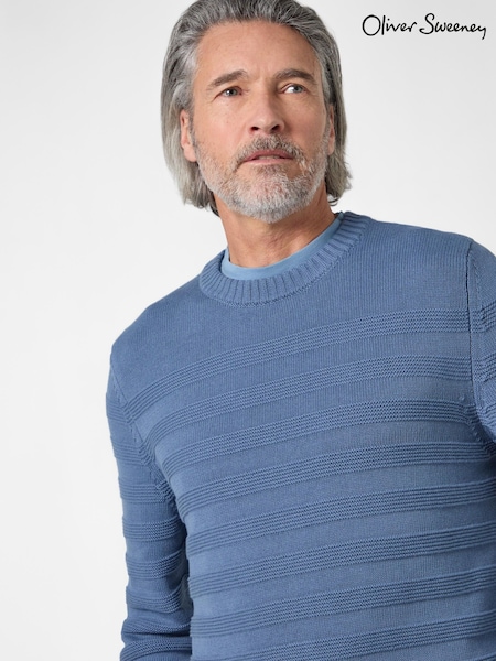 Oliver Sweeney Blue 100% Cotton Crew Neck Jumper (F71903) | £139