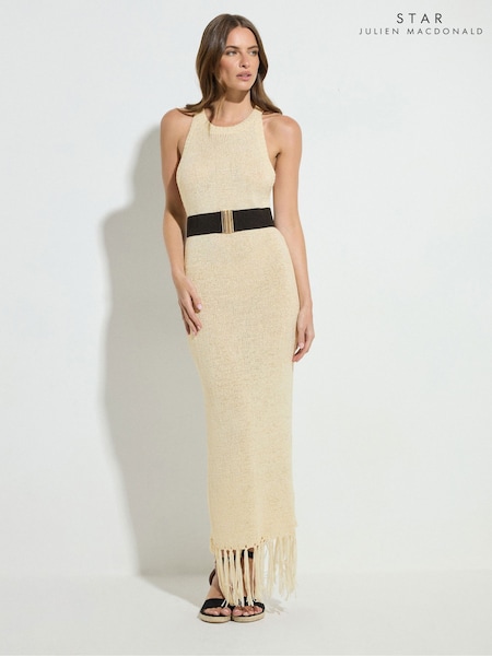 Star by Julien MacDonald Gold Fringe Hem Dress (F71947) | £55