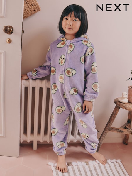 Purple Avocado Print Fleece All-In-One (1.5-16yrs) (F71969) | £20 - £33
