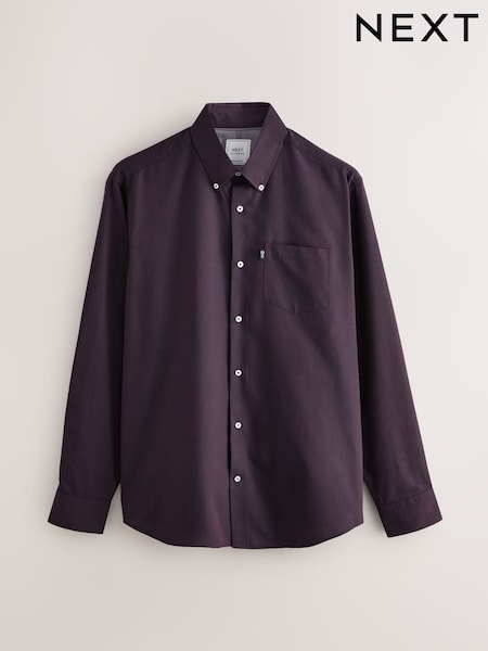 Burgundy Red Regular Fit Button Down Easy Iron Oxford Shirt (F71986) | £24