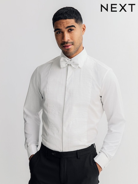 White/ White Glitter Regular Fit Occasion Shirt and Bow Tie Pack (F71996) | £46