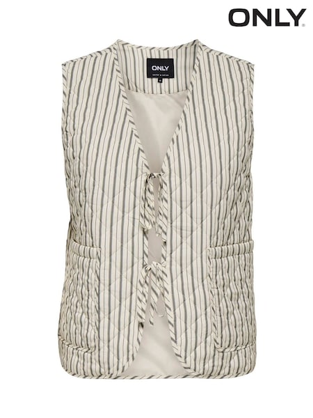 ONLY Grey Stripe Quilted Waistcoat (F72053) | £40