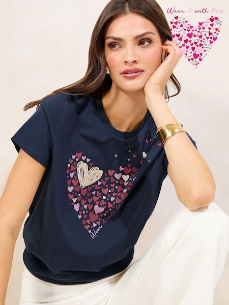 Navy Boyfriend Wear it with Love 100% Cotton T-Shirt (F72069) | £24