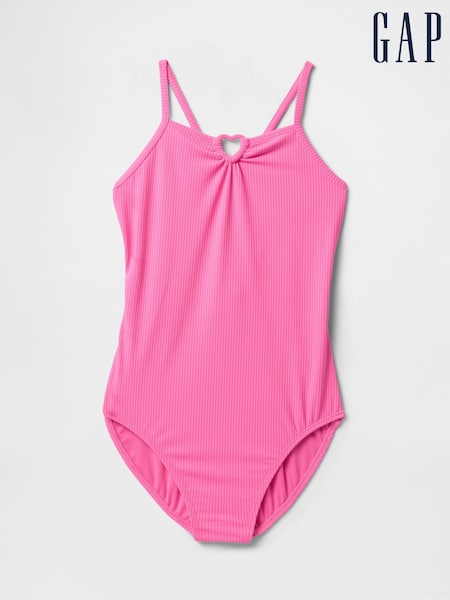 Gap Pink Heart Rib Cross Back Swimsuit (4-13yrs) (F72071) | £25