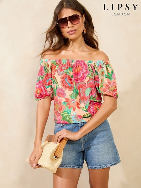 Lipsy Orange Bardot Top (F72074) | £34