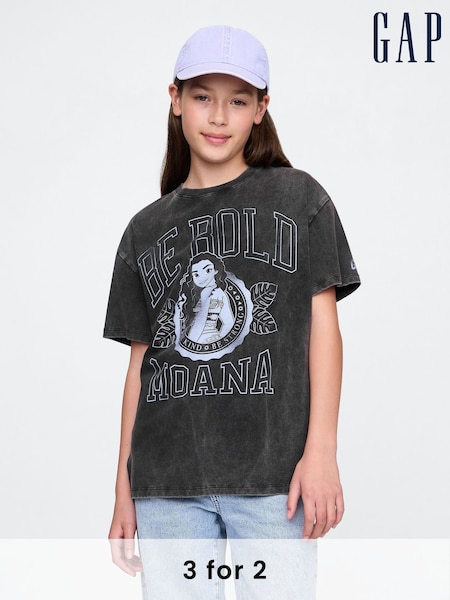 Gap Black Moana Disney Oversized Graphic T-Shirt (4-13yrs) (F72080) | £16