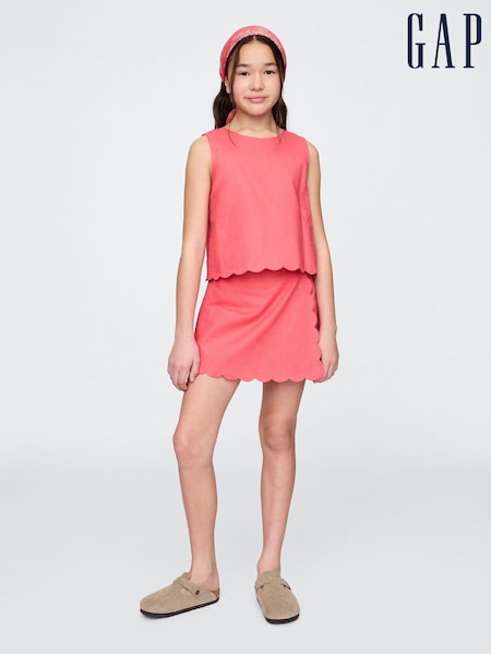 Gap Coral Linen-Cotton Scalloped Wrap Skort (4-13yrs) (F72088) | £35