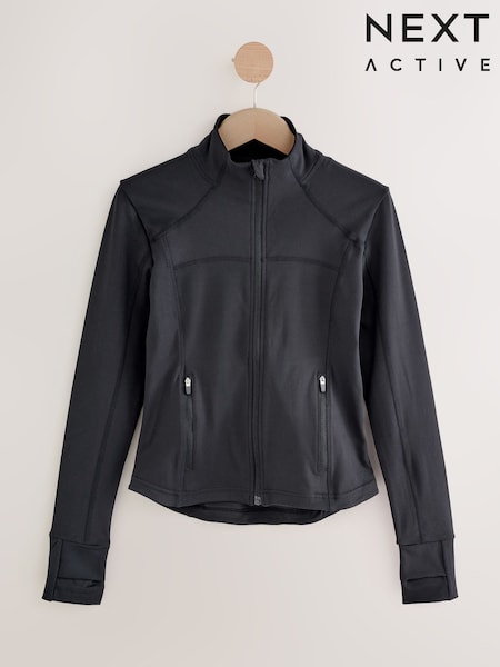 Black Active Sports Zip Through Yoga Jacket (F72195) | £38