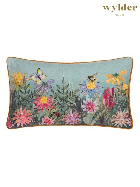 Wylder Nature Sky Blue Country Wilds Blossom Meadow Printed Cushion (F72226) | £13