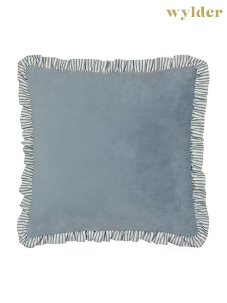 Wylder Blue Solene Ruffle Matte Velvet Cushion (F72229) | £17