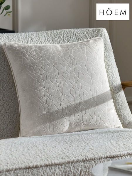 HÖEM Milk Malans Piped Velvet Cushion (F72231) | £15