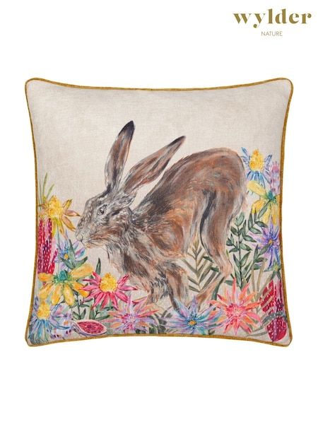Wylder Nature Multicolour Country Wilds Blossom Hare Printed Cushion (F72236) | £14