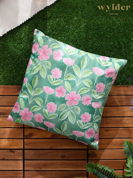 Wylder Duck Egg Blue Viola Printed Reversible Outdoor Cushion (F72243) | £15