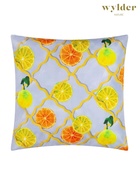 Wylder Blue Citrus Trellis Printed Outdoor Cushion (F72261) | £15