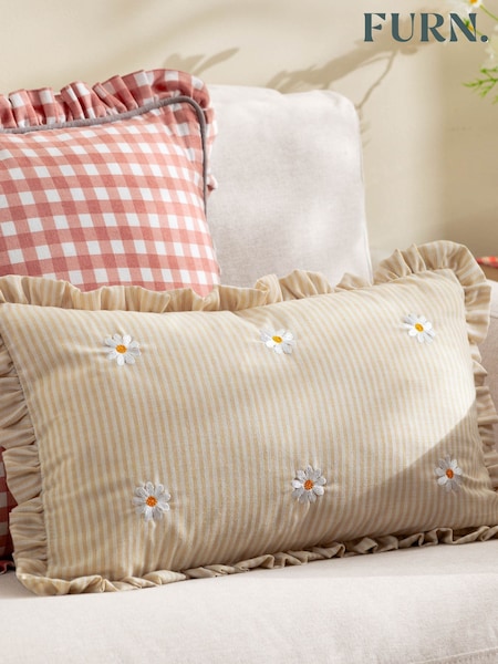 Furn Daises Les Fleurs Embroidered Ruffle Cushion (F72263) | £17